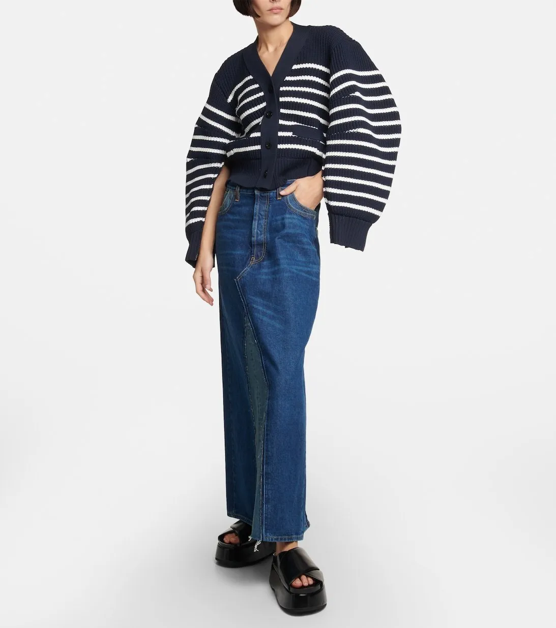 sacai  |Stripes Casual Style Long Sleeves Office Style Oversized