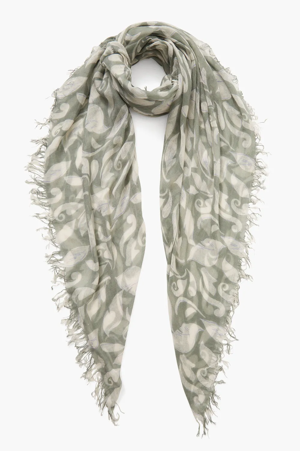 Sage Ivy Printed Cashmere and Silk Scarf