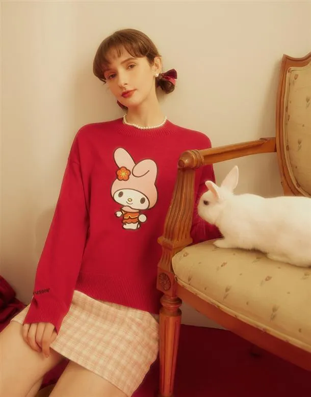 SANRIO  |Casual Style Street Style U-Neck Collaboration Long Sleeves