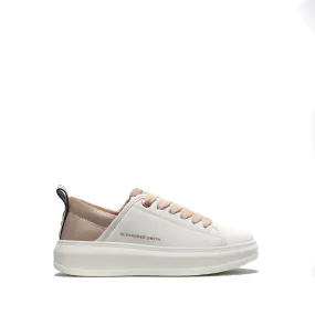 Sneaker vegana in simil pelle derivata dal mais bianca con sperone beige dorato