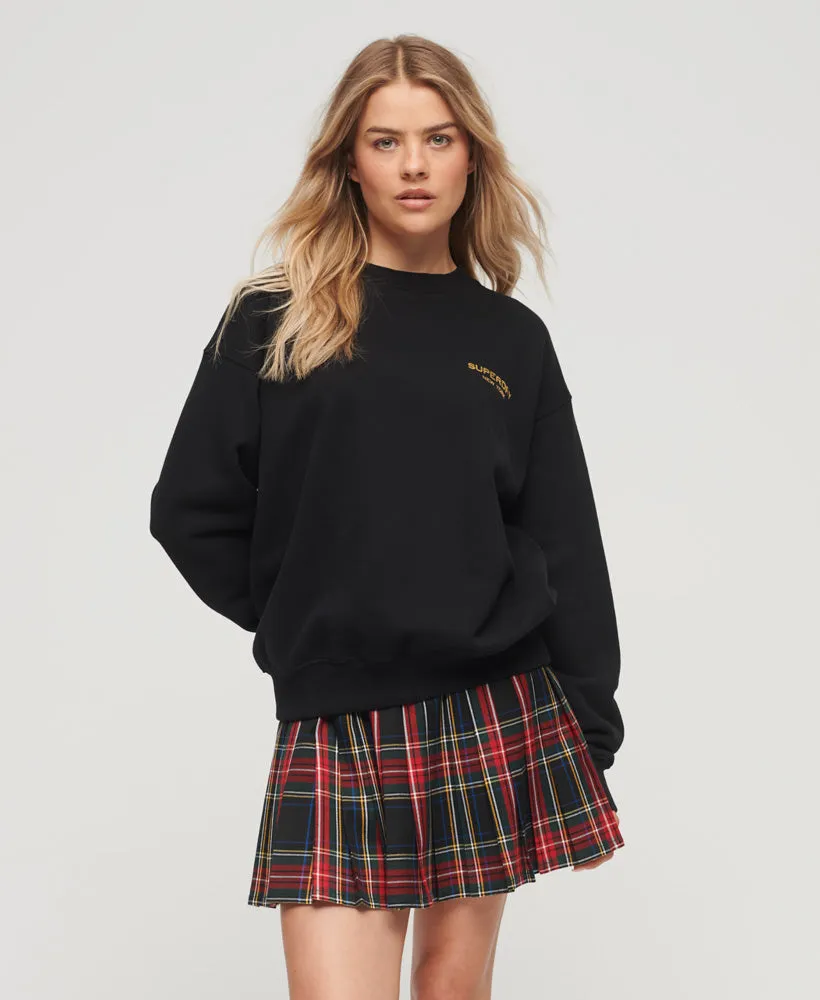 Sport Luxe Loose Crew Sweatshirt | Black/Gold