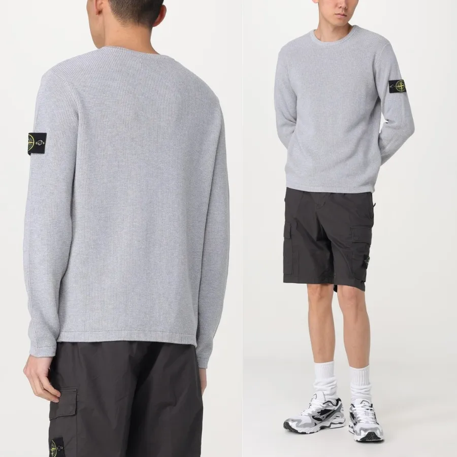 STONE ISLAND  |Pullovers Street Style Long Sleeves Cotton Logo Sweatshirts