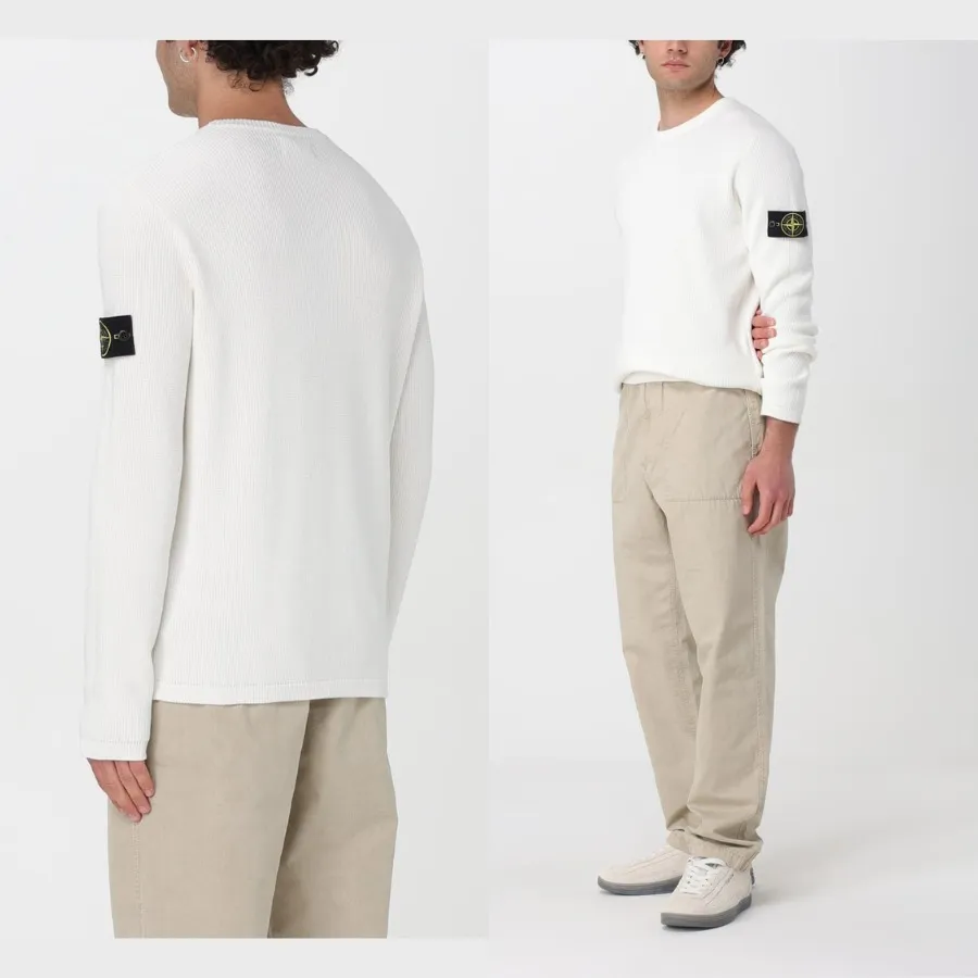 STONE ISLAND  |Pullovers Street Style Long Sleeves Cotton Logo Sweatshirts