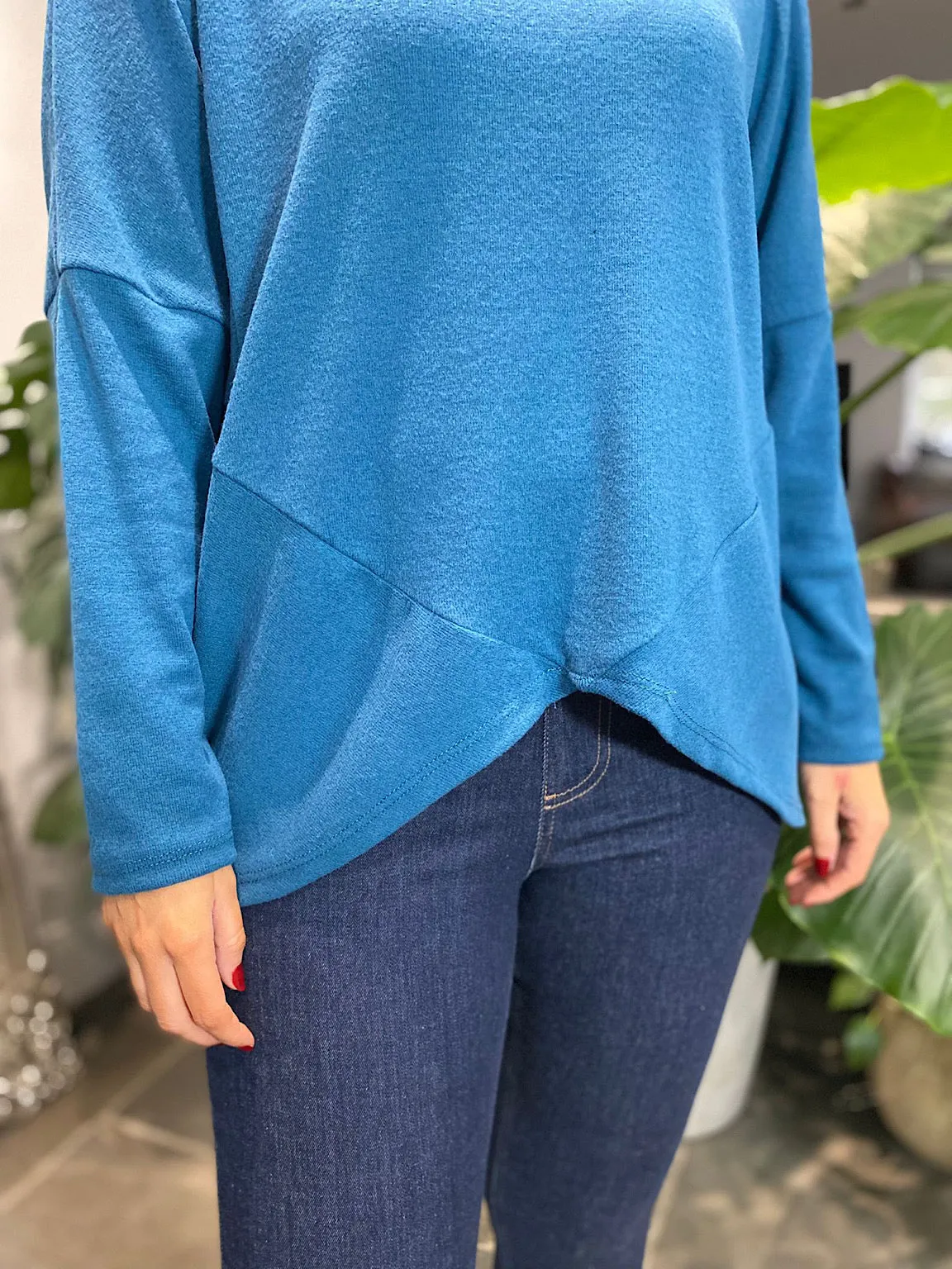 Teal Asymmetric Soft Touch Knit Zara