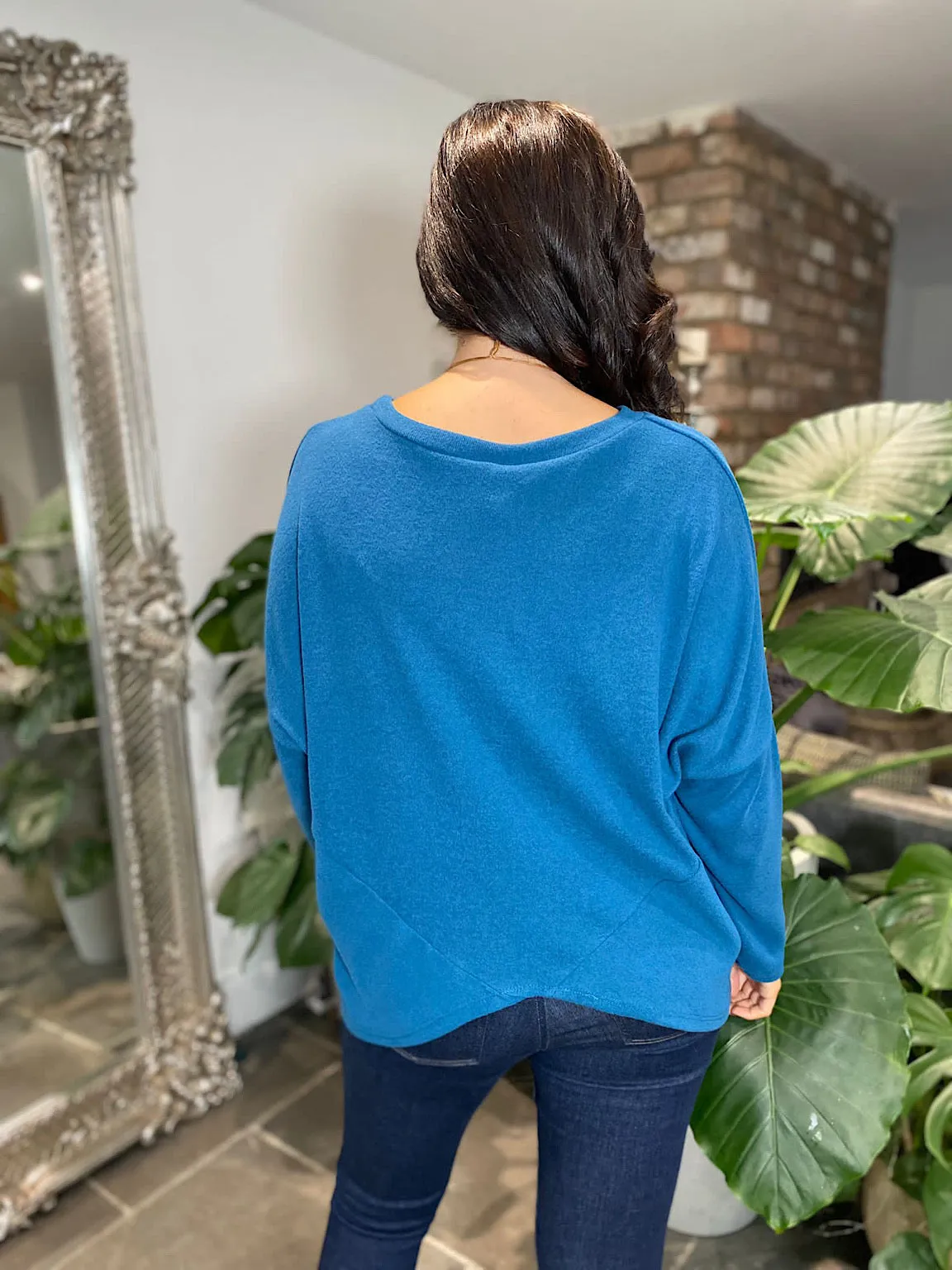 Teal Asymmetric Soft Touch Knit Zara