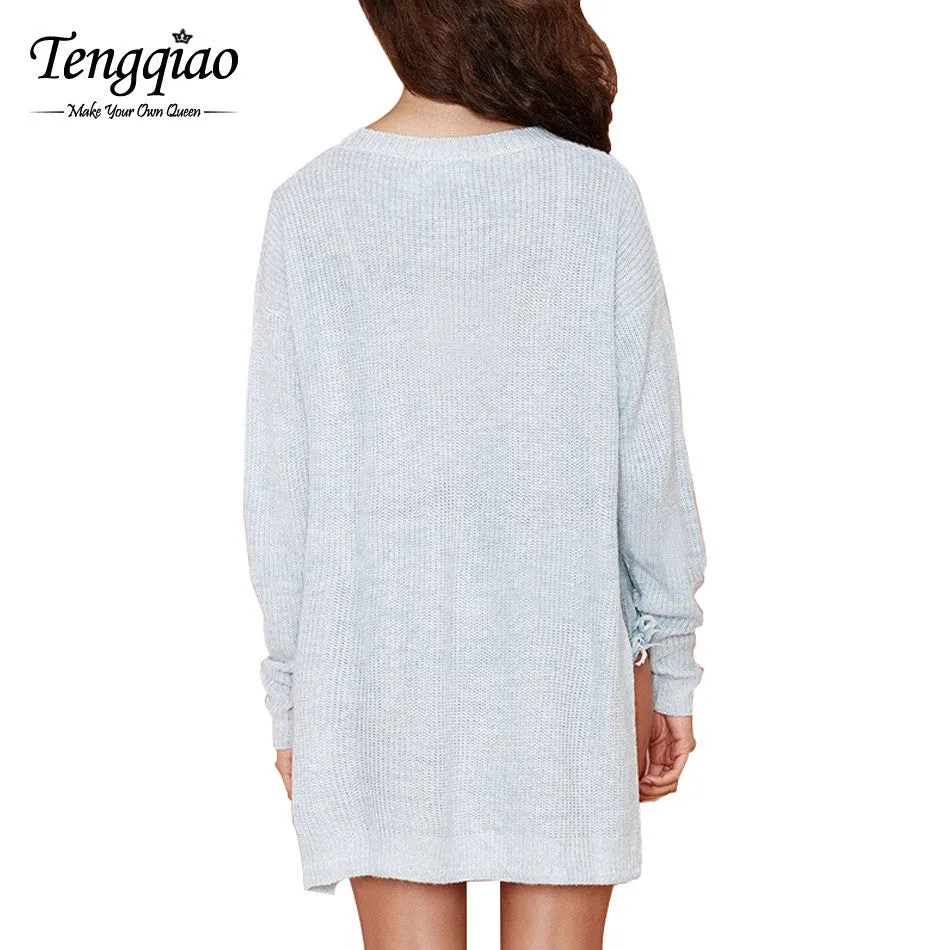 Thin  Oversized Long Sweater Dress Open Side Split Sweaters And Pullovers Tops XS-XXL SM6