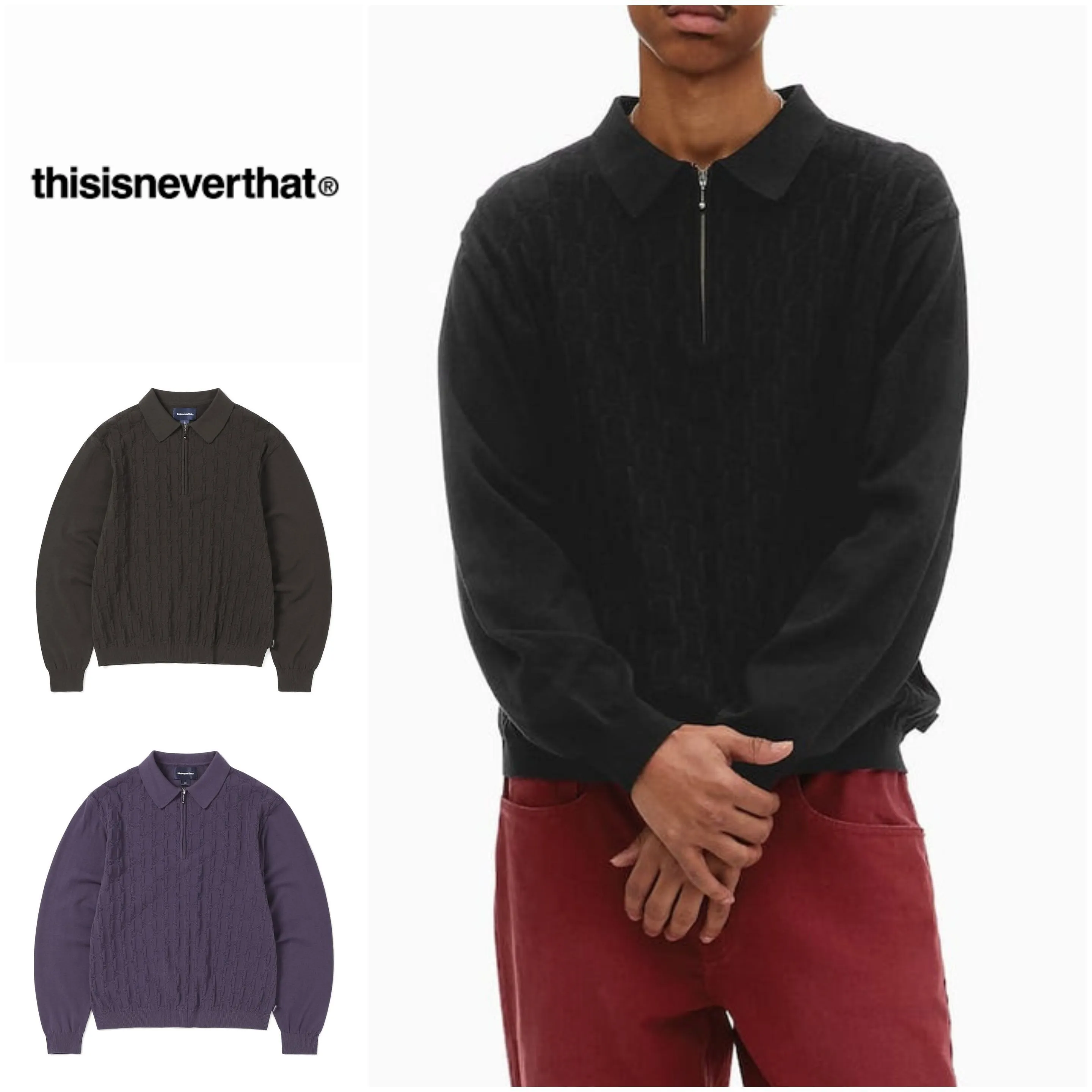 thisisneverthat  |Unisex Street Style Long Sleeves Plain Logo Polos