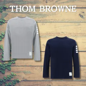 THOM BROWNE  |Crew Neck Monogram Long Sleeves Cotton Long Sleeve T-shirt