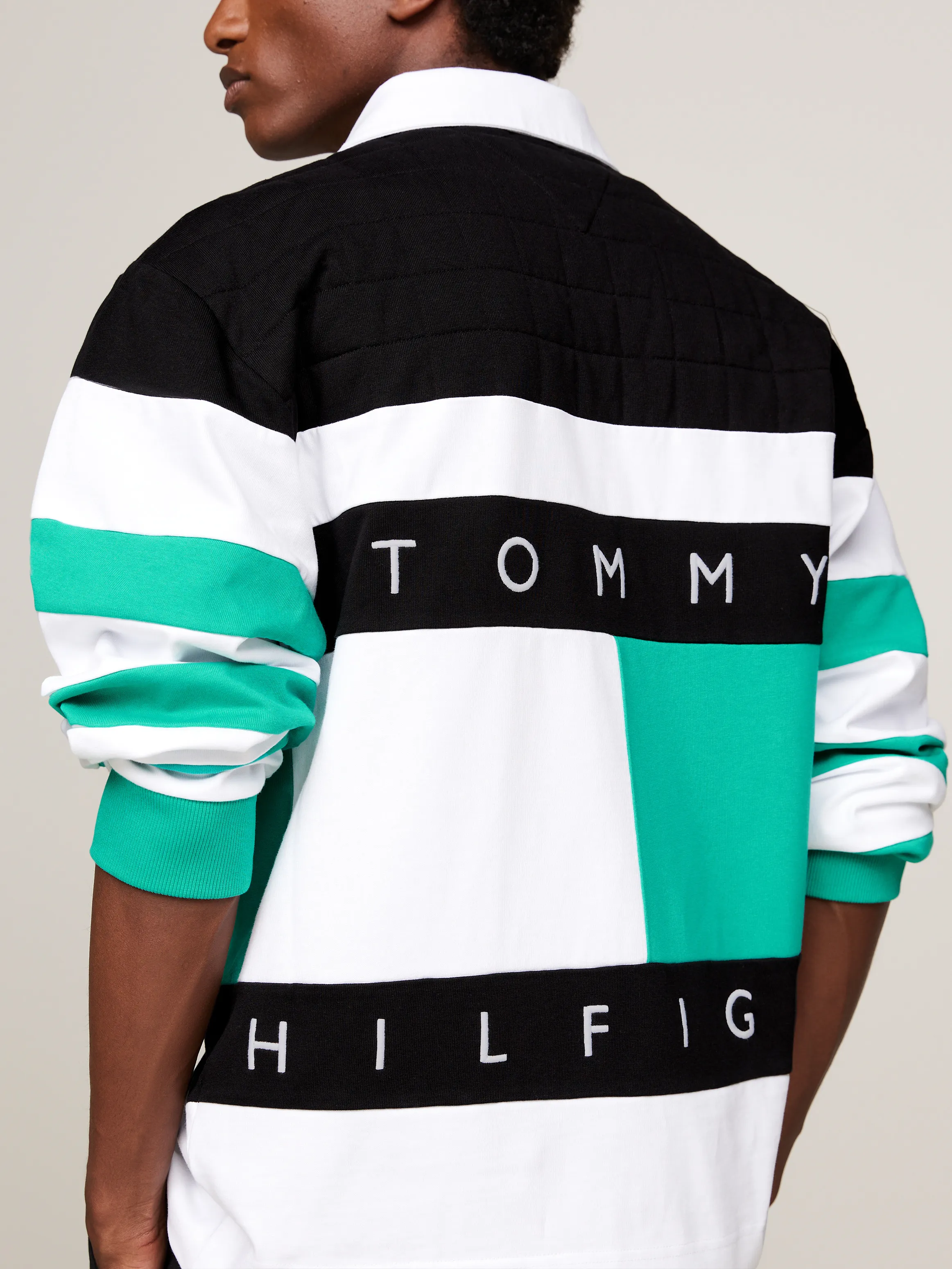 Tommy x Mercedes F1 x CR Colour-Blocked Back Logo Rugby Shirt | Sweatshirts & Hoodies | Tommy Hilfiger