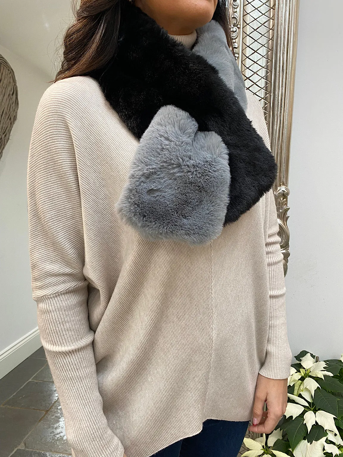 Two Tone Faux Fur Collar