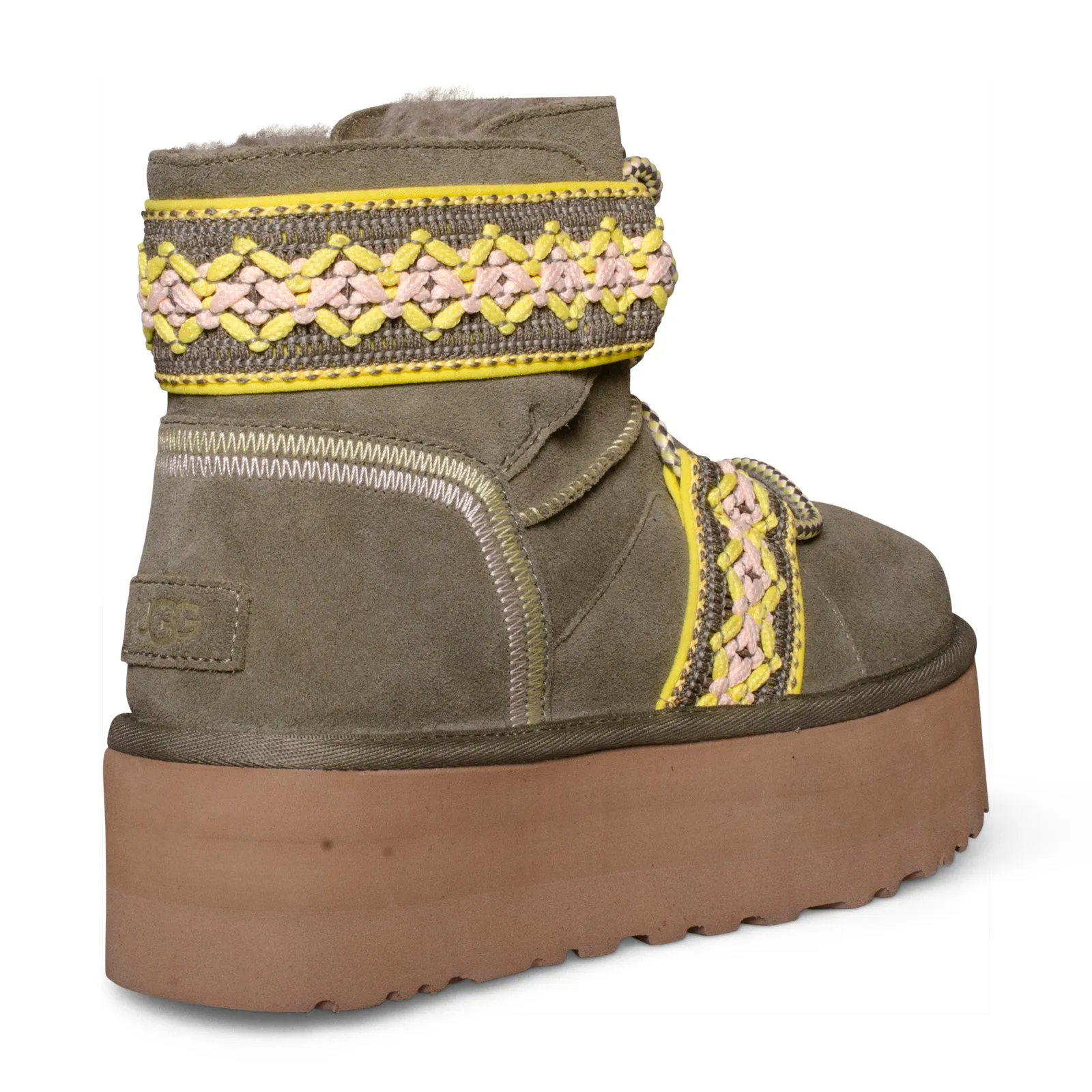 UGG Classic Mini II Braid Platform Burnt Olive Boots - Women's