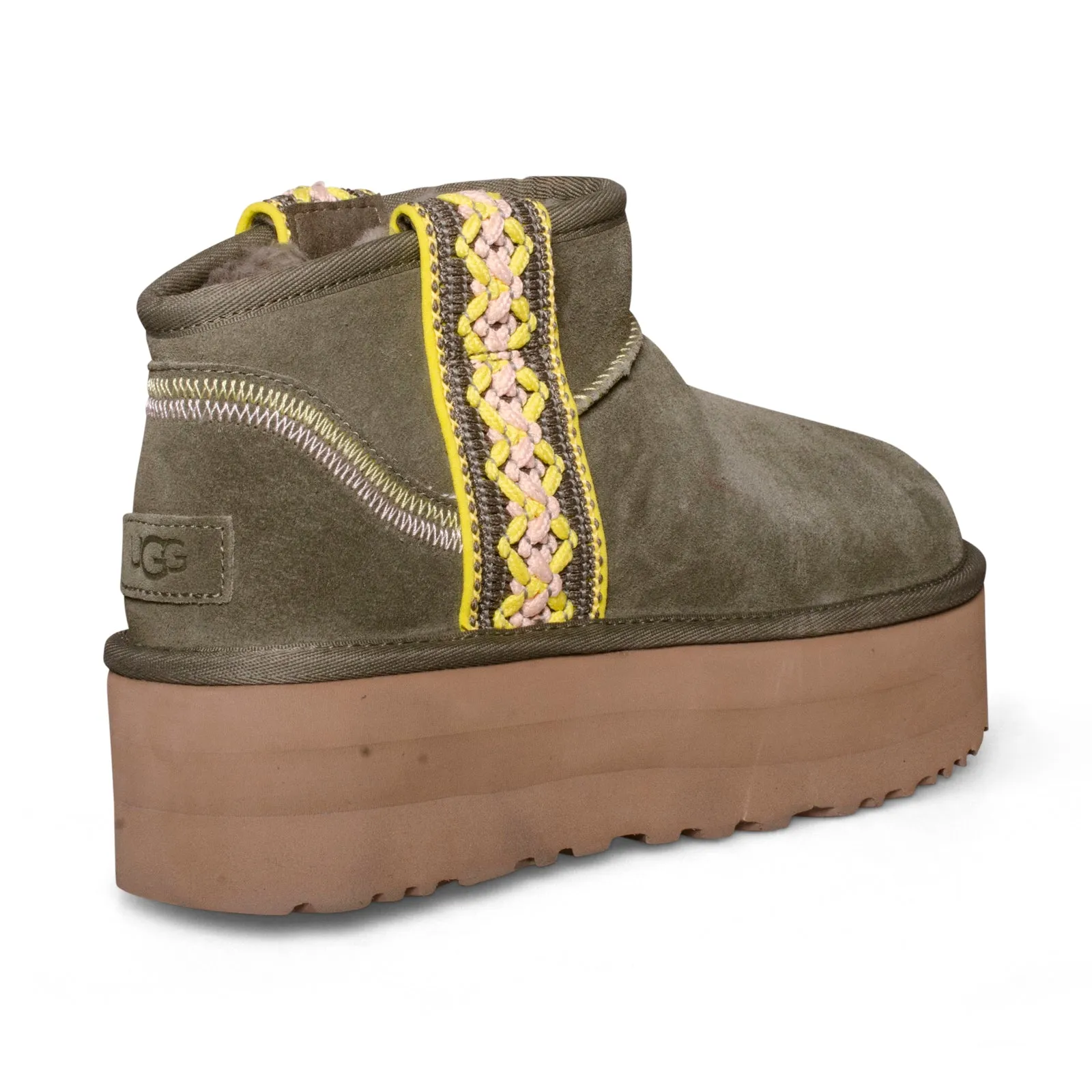 UGG Classic Ultra Mini Braid Platform Burnt Olive Boots - Women's