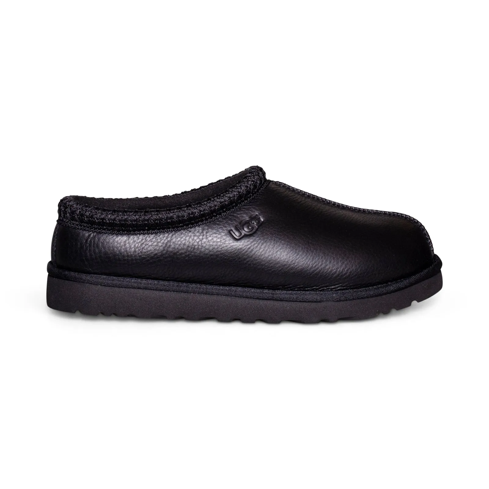 UGG Tasman Leather Black Slippers - Men's