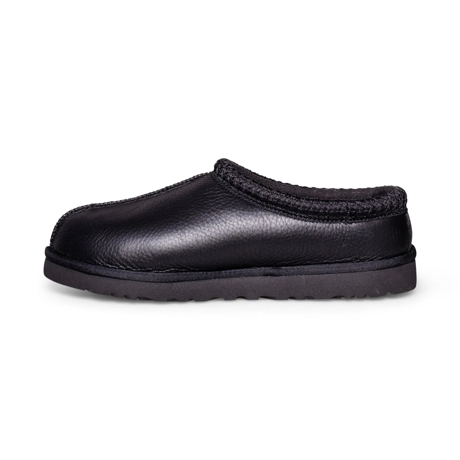 UGG Tasman Leather Black Slippers - Men's