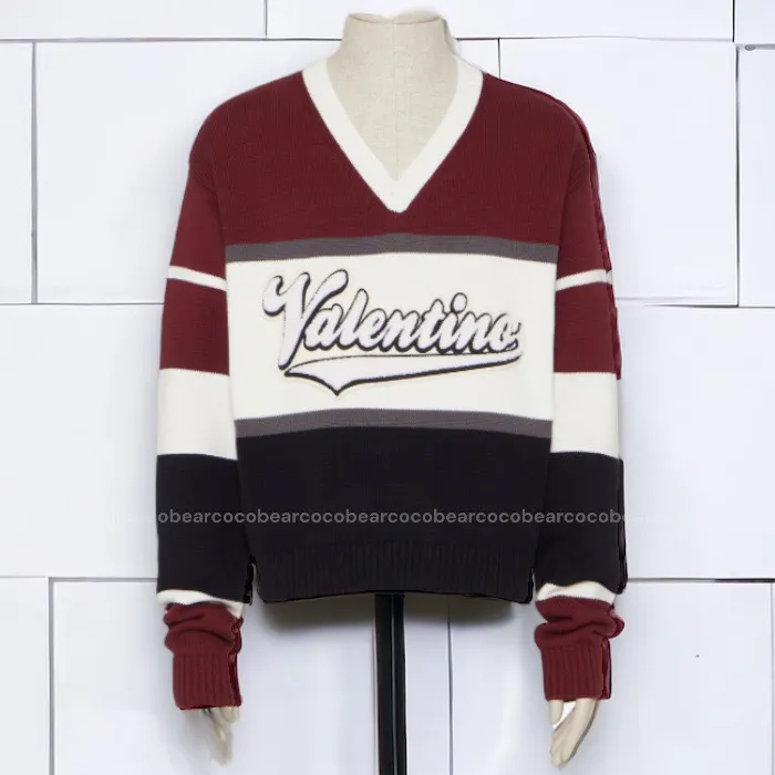 VALENTINO  |Pullovers Stripes Street Style Long Sleeves Plain Logo