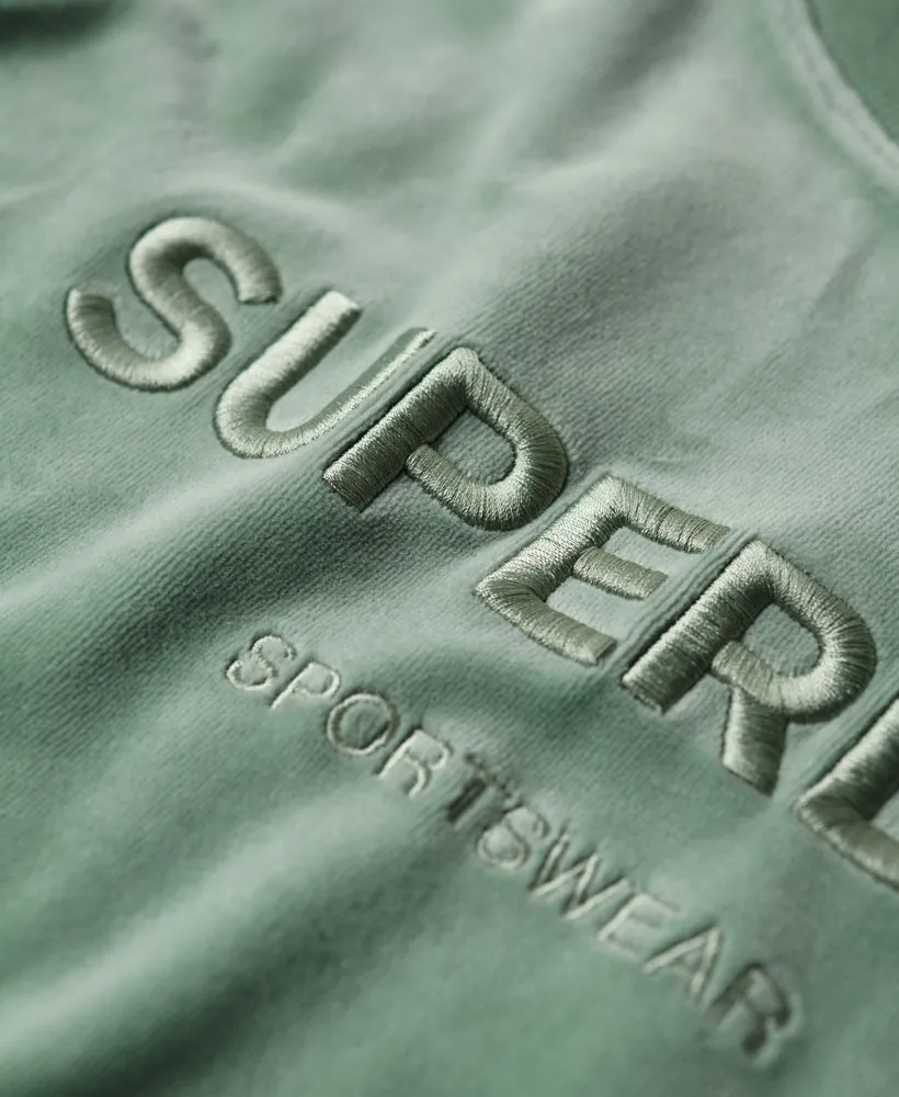 Velour Graphic Boxy Crew Sweatshirt | Light Jade Green