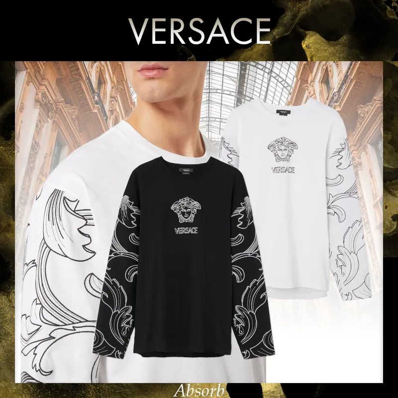 VERSACE  |Crew Neck Long Sleeves Cotton With Jewels