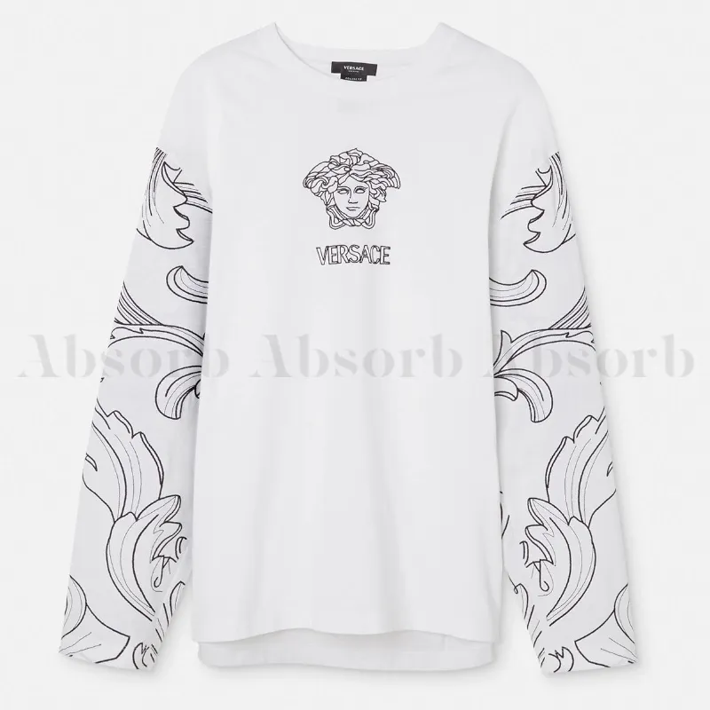 VERSACE  |Crew Neck Long Sleeves Cotton With Jewels