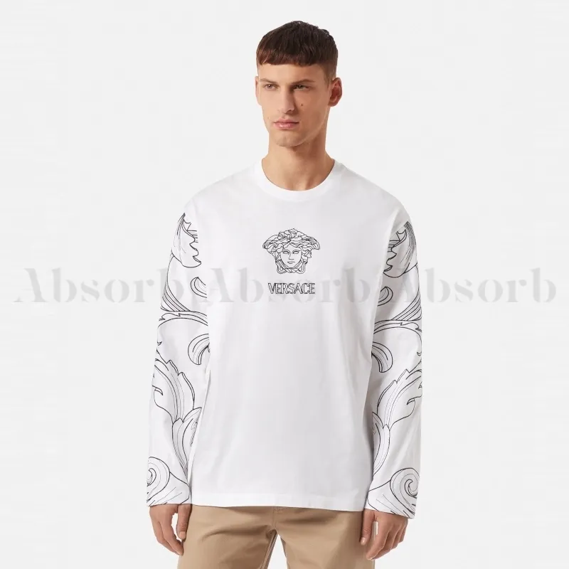 VERSACE  |Crew Neck Long Sleeves Cotton With Jewels