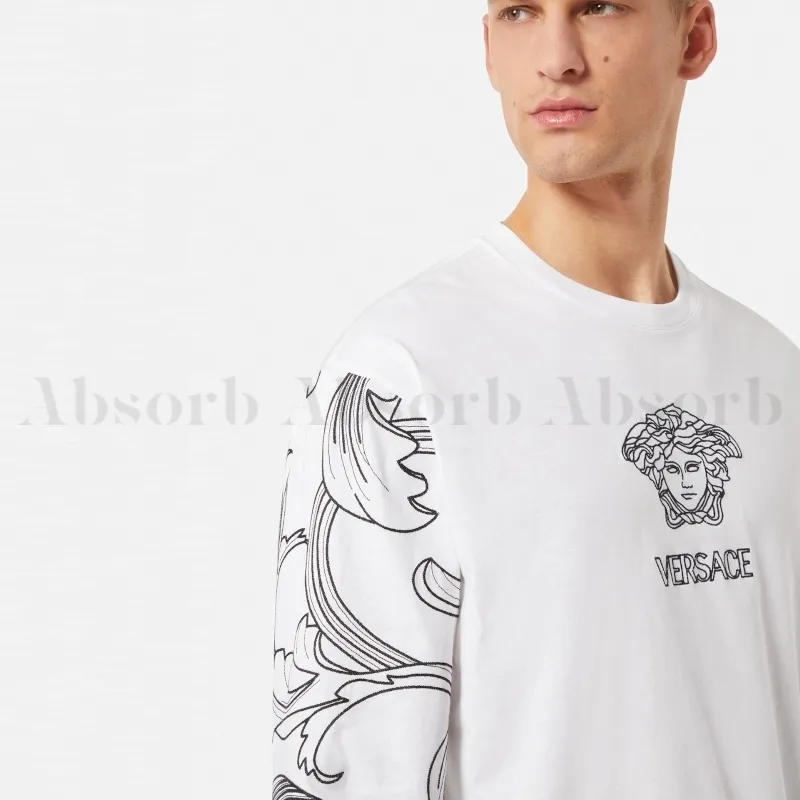 VERSACE  |Crew Neck Long Sleeves Cotton With Jewels