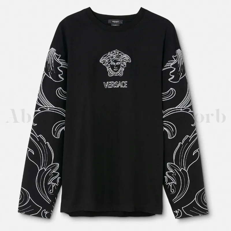 VERSACE  |Crew Neck Long Sleeves Cotton With Jewels