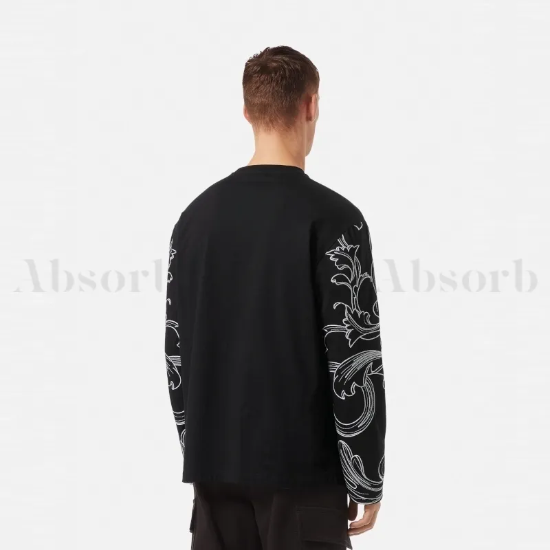 VERSACE  |Crew Neck Long Sleeves Cotton With Jewels