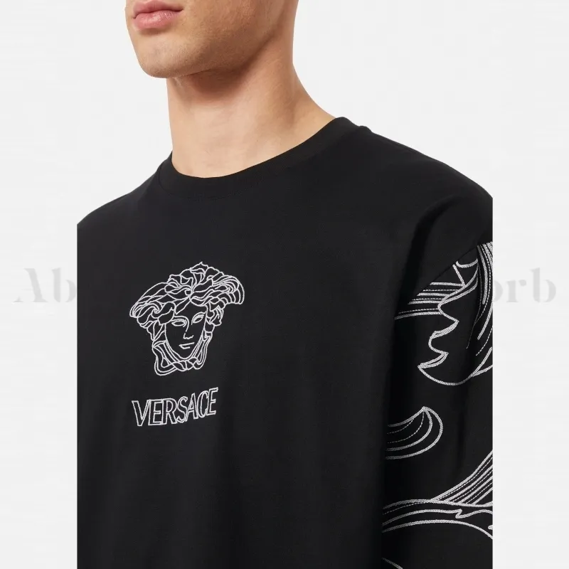 VERSACE  |Crew Neck Long Sleeves Cotton With Jewels