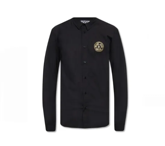 VERSACE JEANS  |Street Style Long Sleeves Plain Cotton Logo Shirts