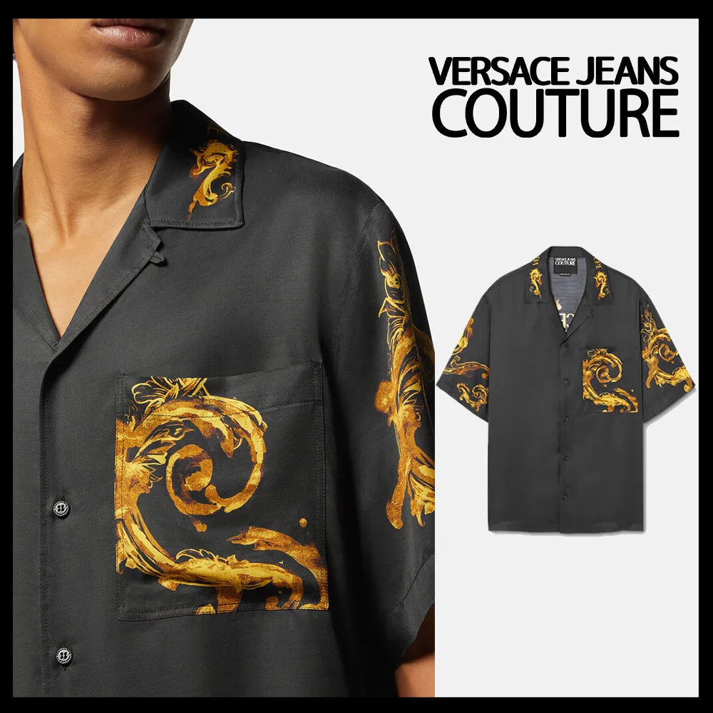 VERSACE JEANS  |Street Style Plain Short Sleeves Bridal Logo Shirts