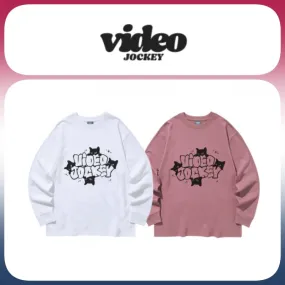 VIDEO JOCKEY  |Unisex U-Neck Long Sleeves Cotton Long Sleeve T-shirt Logo