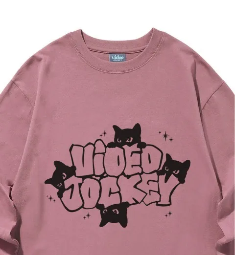 VIDEO JOCKEY  |Unisex U-Neck Long Sleeves Cotton Long Sleeve T-shirt Logo