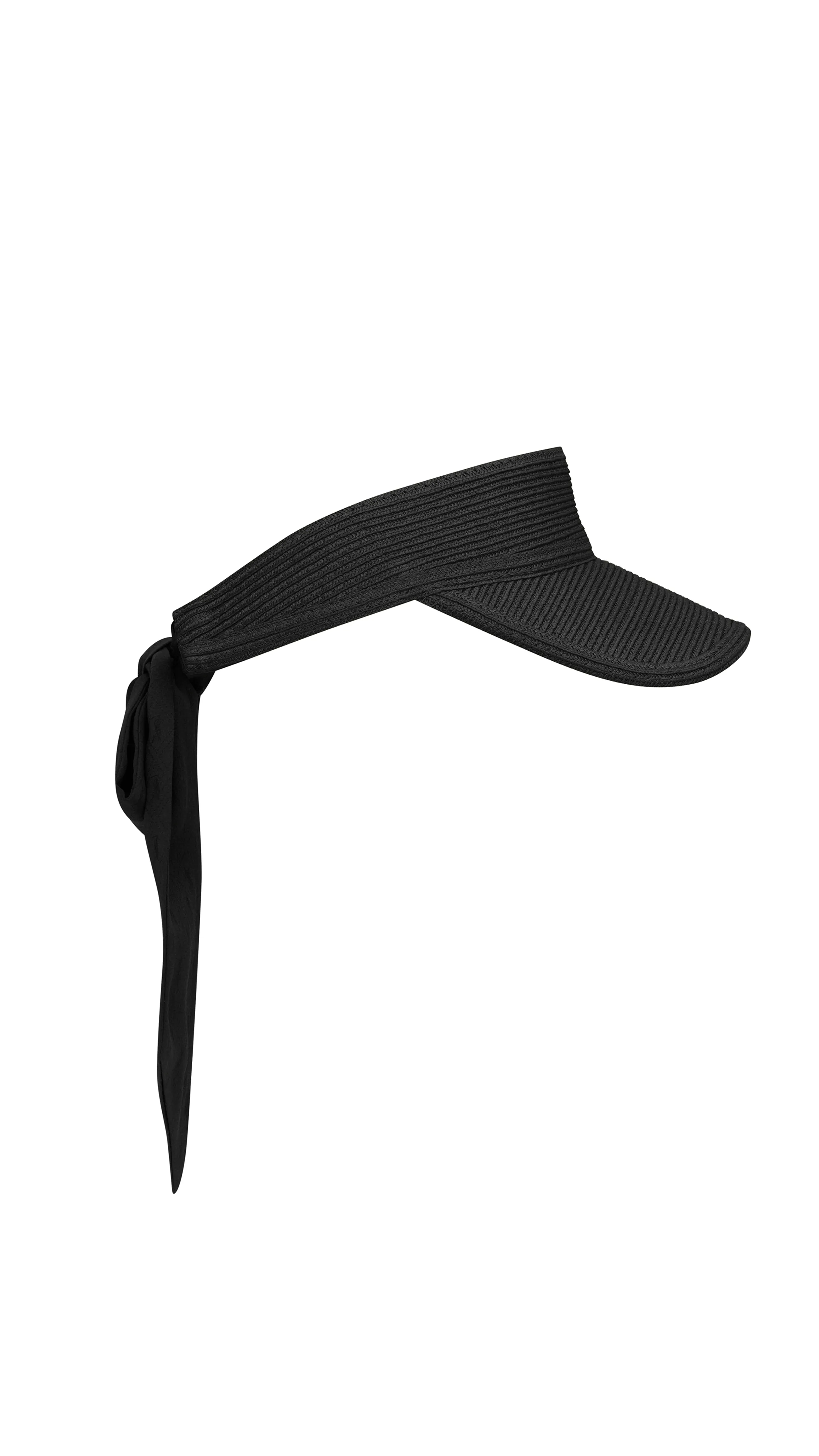 Visor in Straw with Scarf - Black