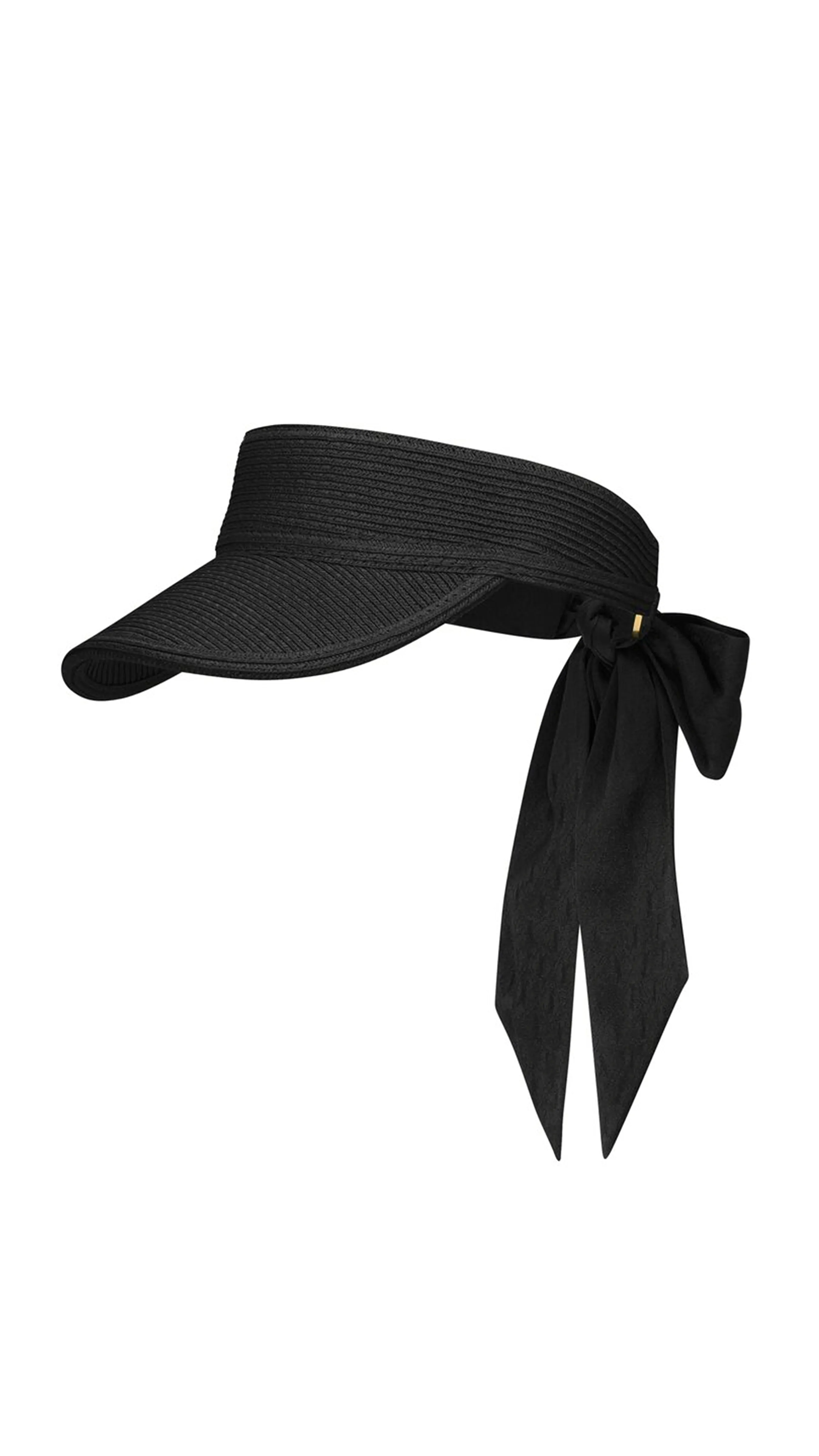 Visor in Straw with Scarf - Black