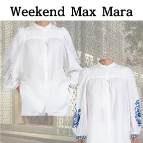 Weekend Max Mara  |Casual Style Linen Long Sleeves Puff Sleeves