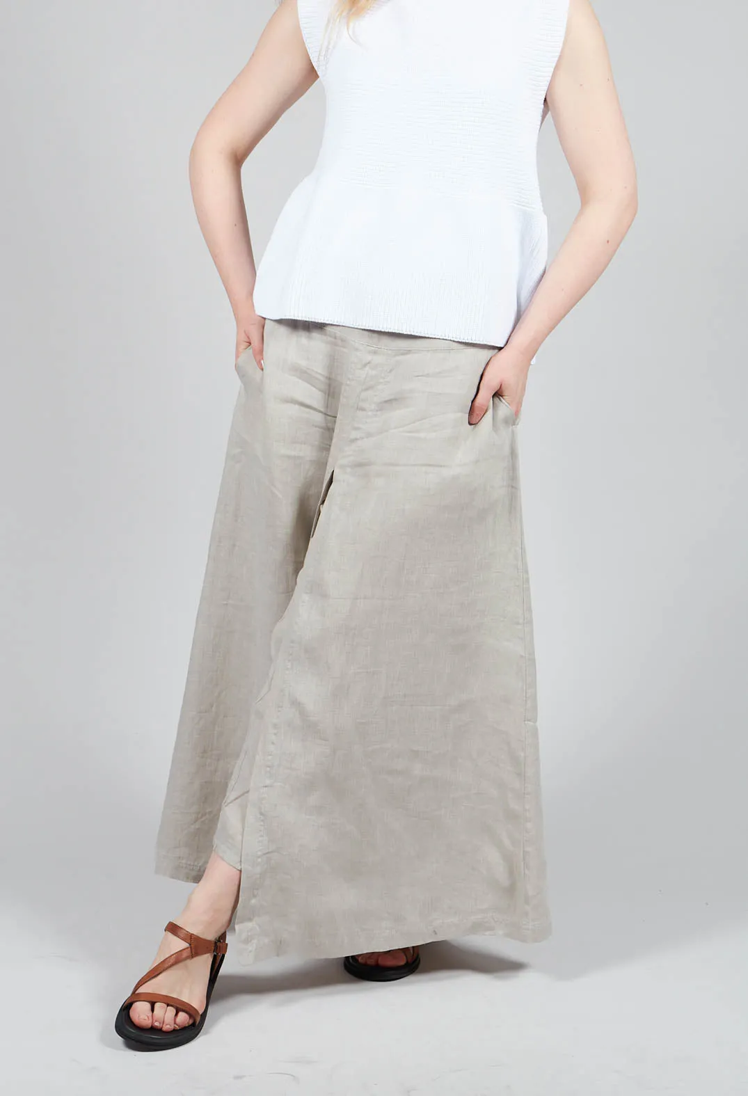 Wide Leg Trousers in Beige