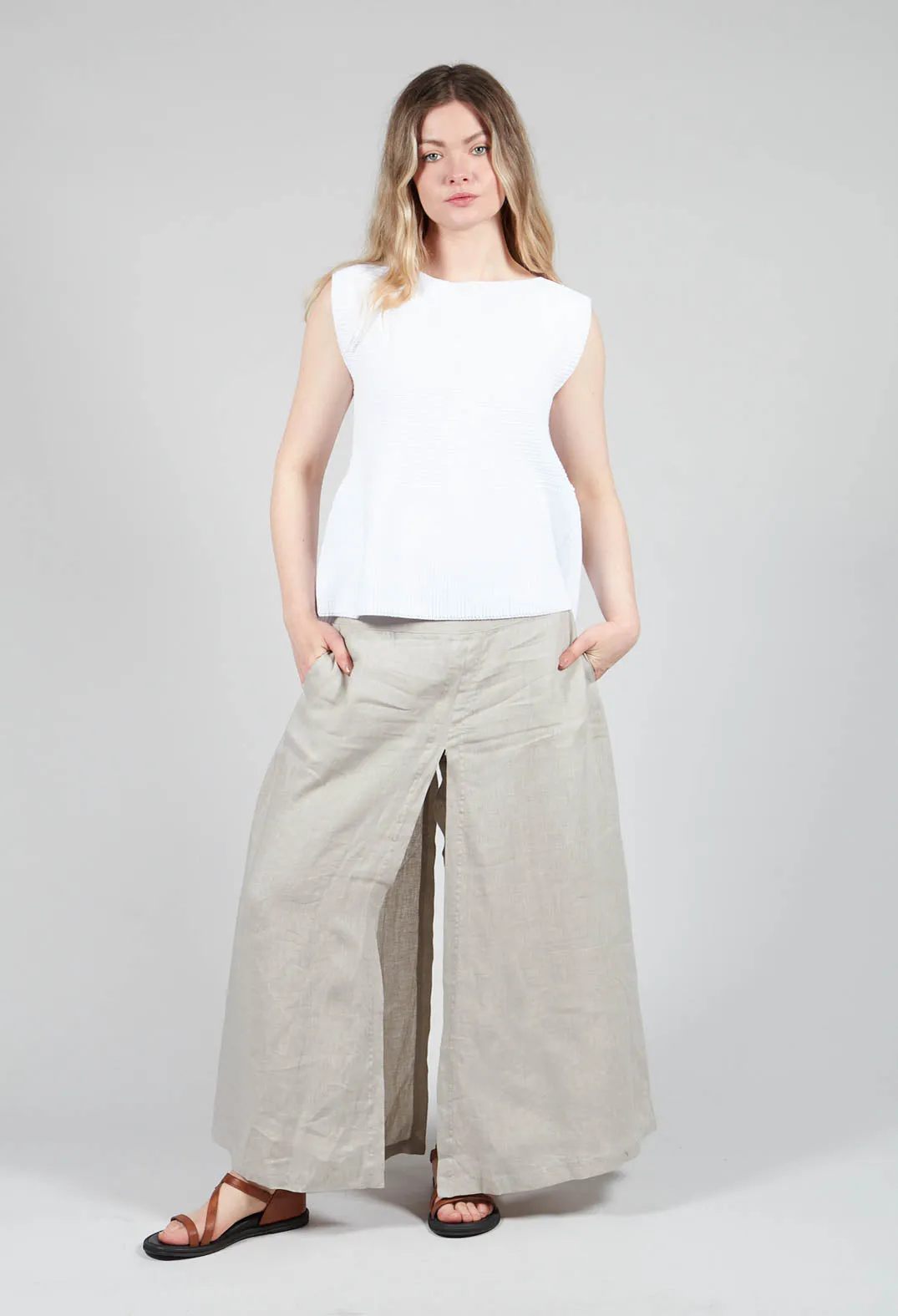 Wide Leg Trousers in Beige