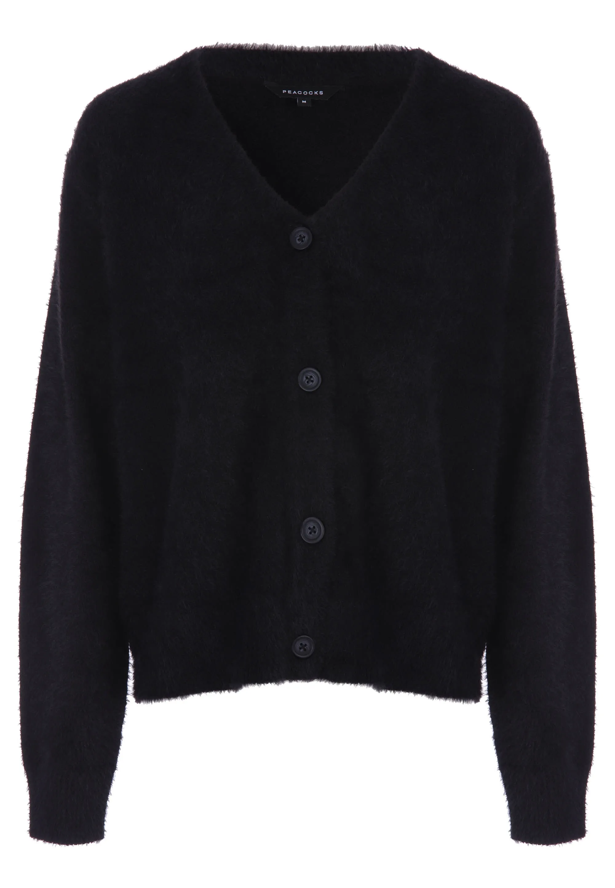 Womens Black Lash Button Cardigan