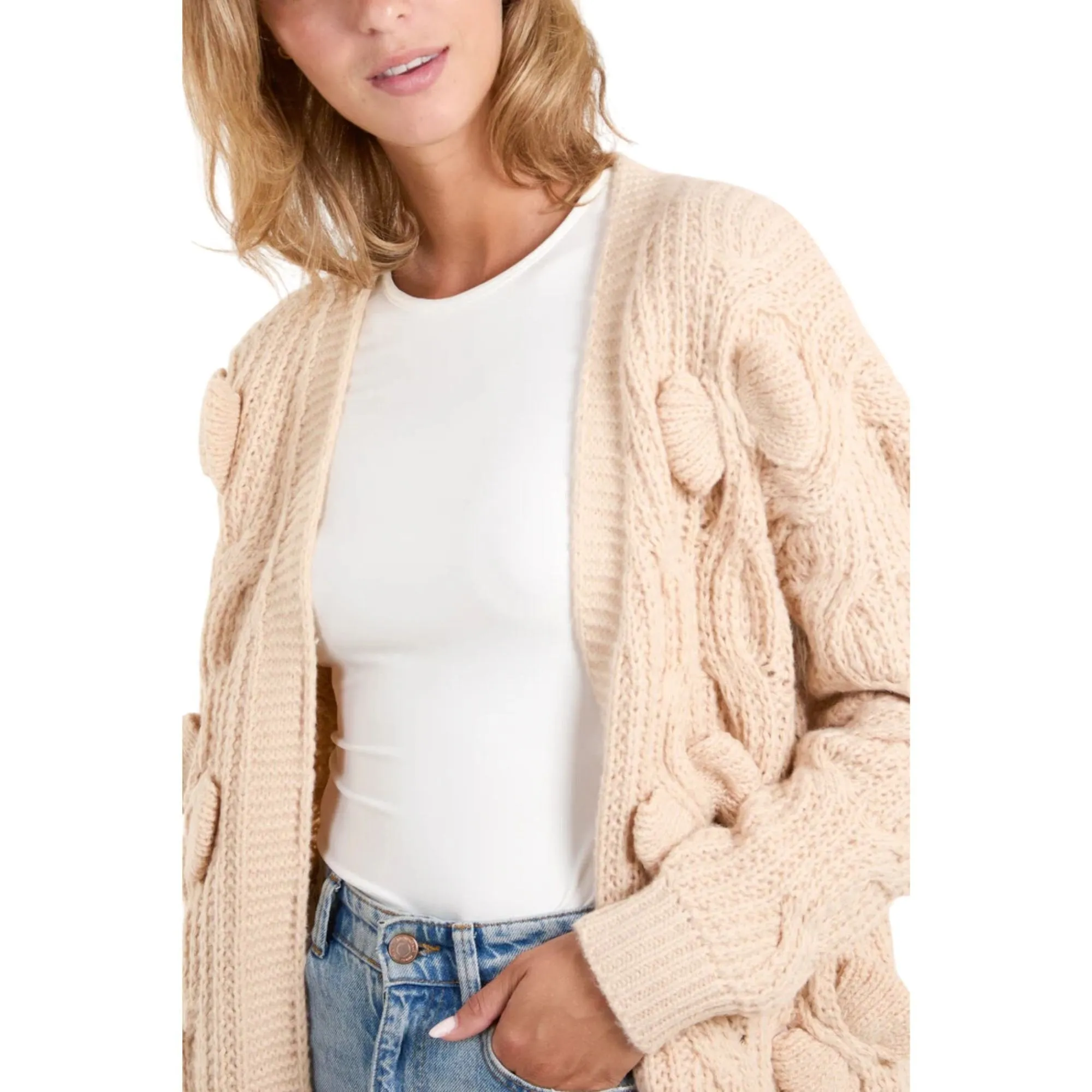 Womens Chunky Bow Cardigan