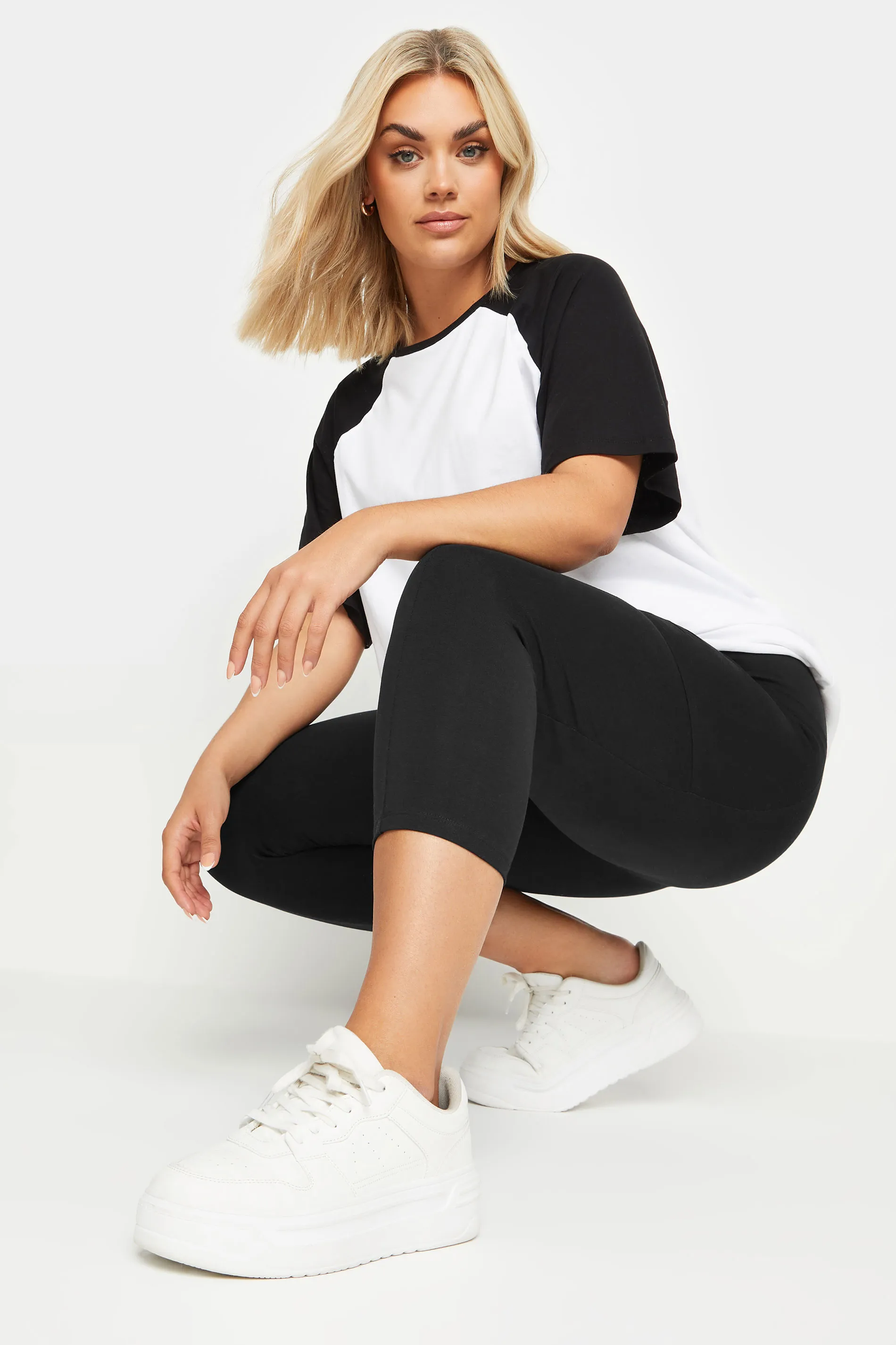 YOURS Curve Black Side Pocket Cropped Leggings