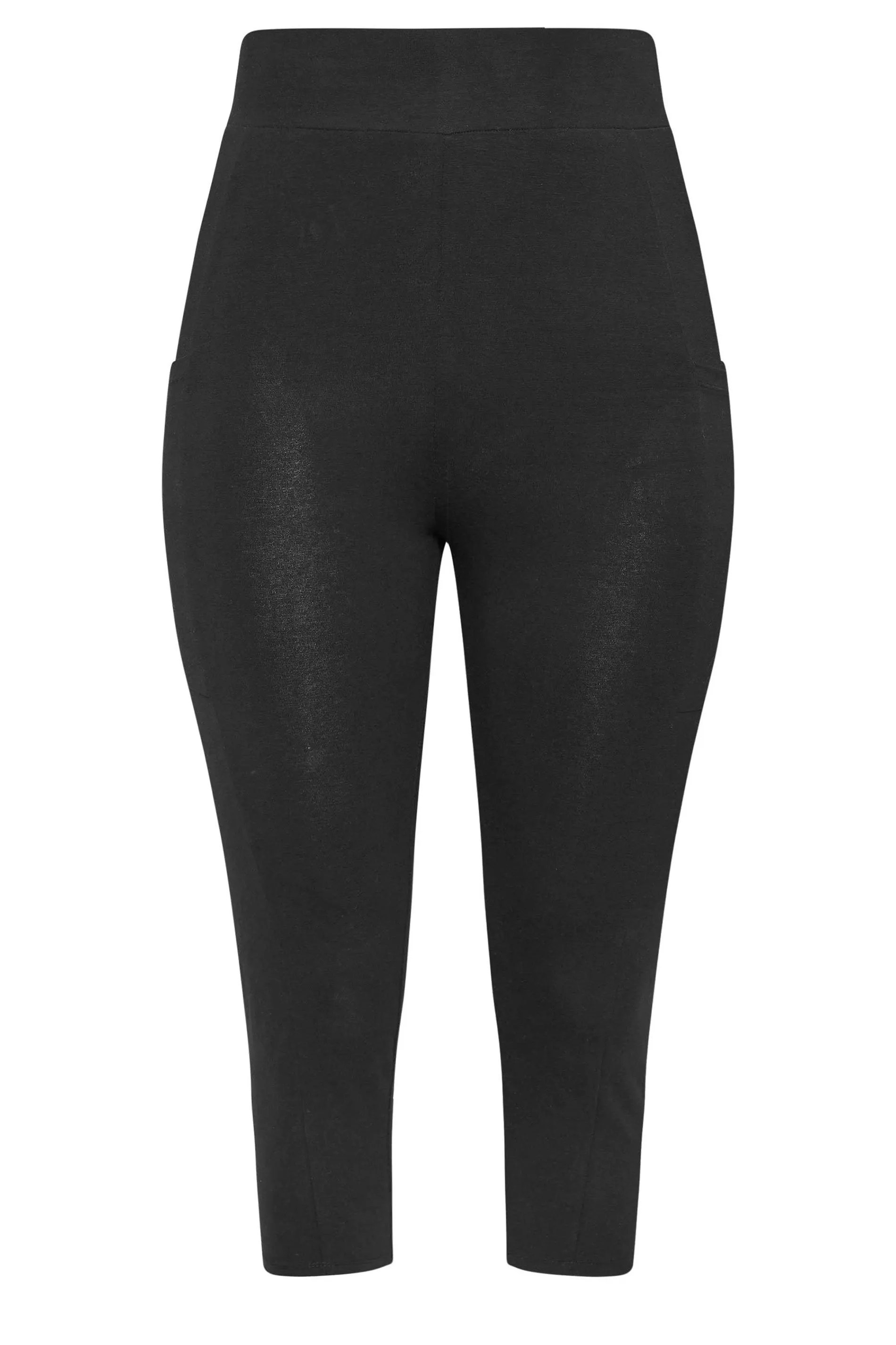 YOURS Curve Black Side Pocket Cropped Leggings