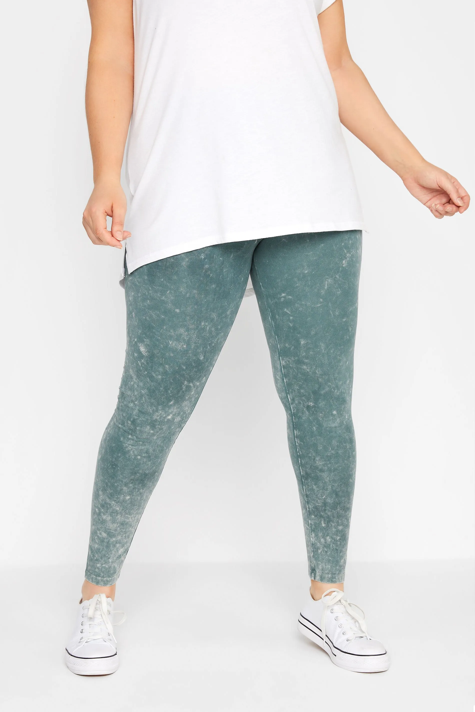 YOURS Curve Blue Acid Wash Stretch Leggings