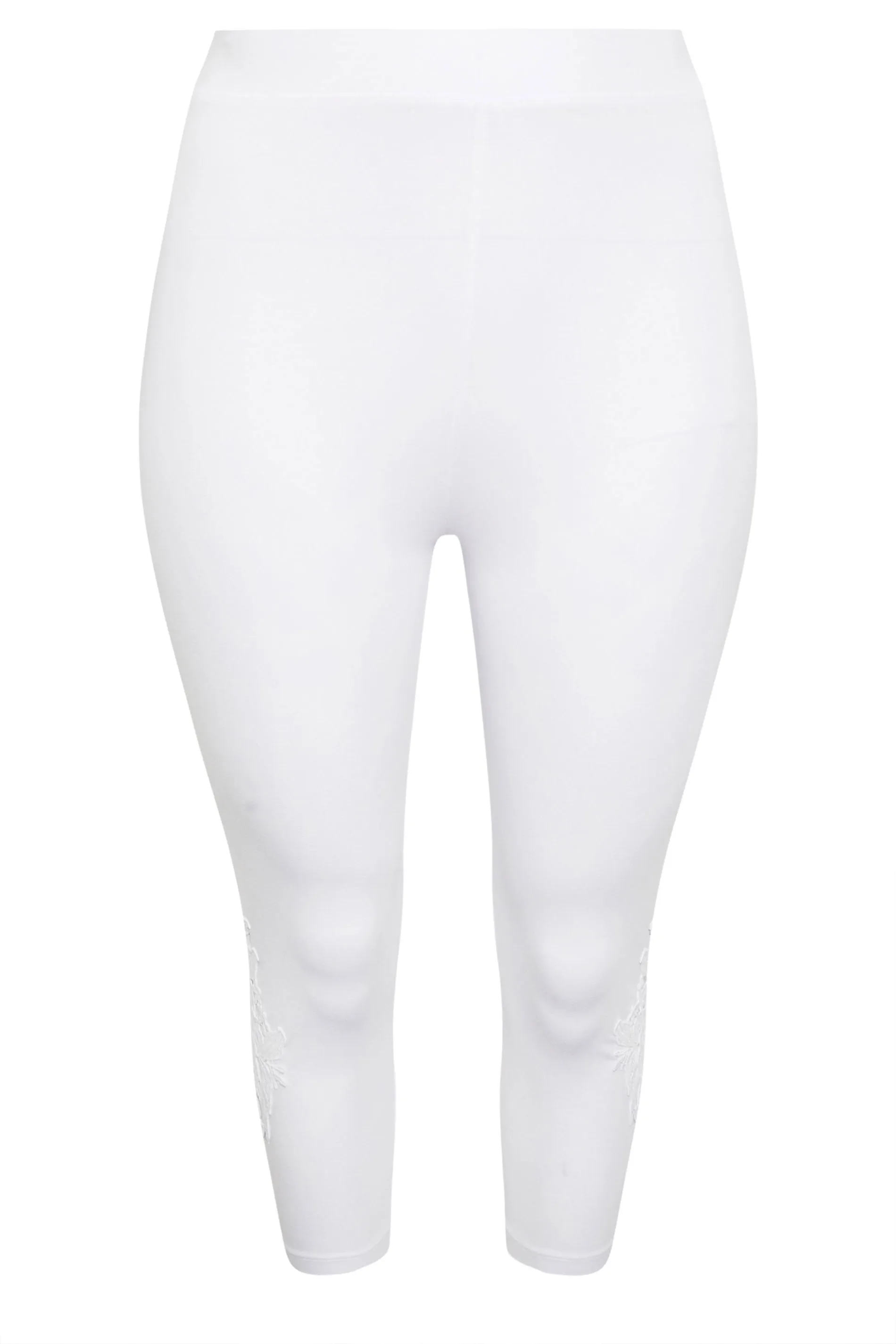 YOURS Curve White Lace Stretch Cropped Leggings