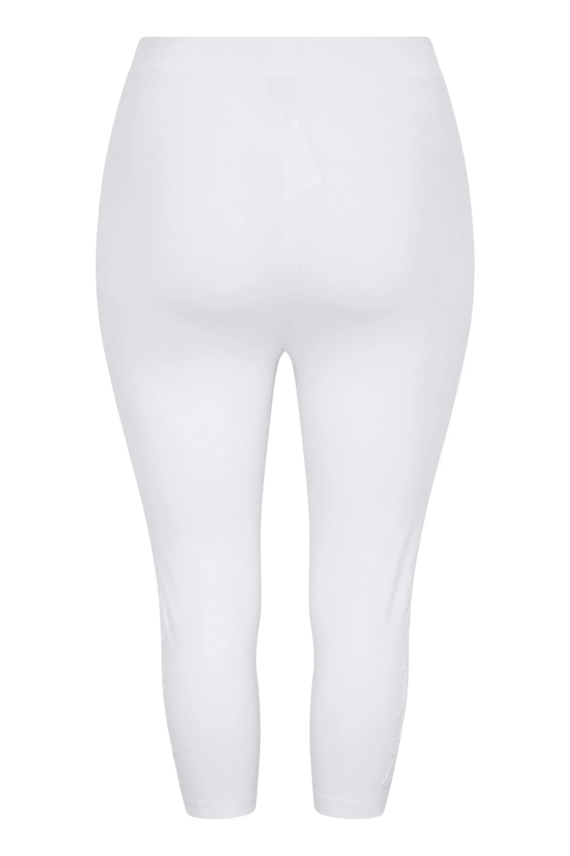 YOURS Curve White Lace Stretch Cropped Leggings