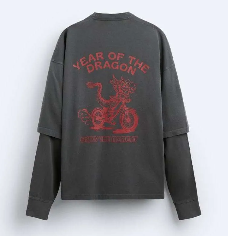 ZARA  |Street Style Long Sleeves Long Sleeve T-shirt Logo